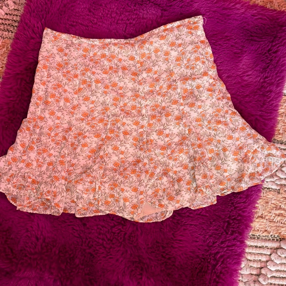 Orange Floral short /skirt